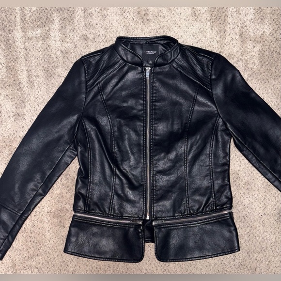 Liverpool Los Angeles Convertible Faux Leather Moto Jacket Size XSmall Black - Picture 3 of 14
